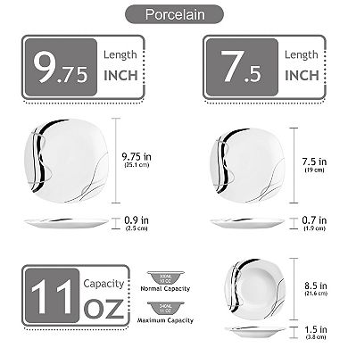 18-piece Porcelain Dinner Service for 6 people, incl. Dessert Plates, Soup Plates, Dinner Plates