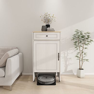 Antique White 39.37 in. H Accent Cabinet with 1 Drawer