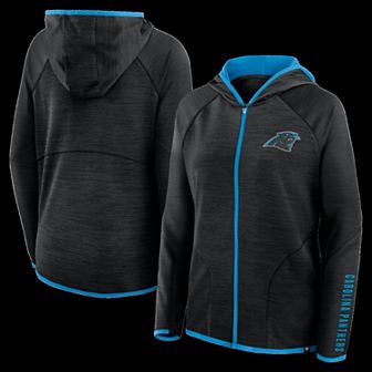 Women's Fanatics Black Carolina Panthers Redzone End Around Pass Raglan Full-Zip Hoodie