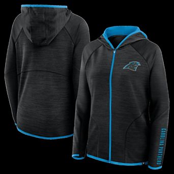 Women's Fanatics Black Carolina Panthers Redzone End Around Pass Raglan Full-Zip Hoodie