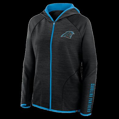 Women's Fanatics Black Carolina Panthers Redzone End Around Pass Raglan Full-Zip Hoodie