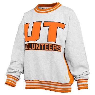 Women's Pressbox Heather Gray/Tennessee Orange Tennessee Volunteers Endzone Crewneck Sweatshirt