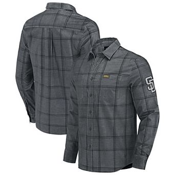 Men's Darius Rucker Collection by Fanatics Gray San Diego Padres Thin Wale Corduroy Plaid Button Up Shirt