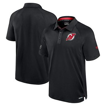 Men's Fanatics Black New Jersey Devils Authentic Pro Rink Raglan Polo