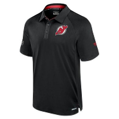 Men's Fanatics Black New Jersey Devils Authentic Pro Rink Raglan Polo