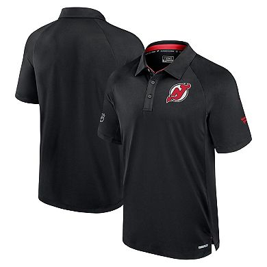 Men's Fanatics Black New Jersey Devils Authentic Pro Rink Raglan Polo