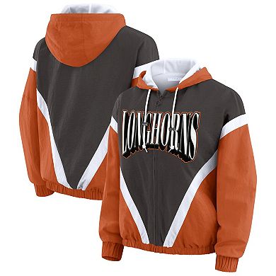 Women's WEAR by Erin Andrews Texas Orange/Gray Texas Longhorns Colorblock Full-Zip Windbreaker Jacket