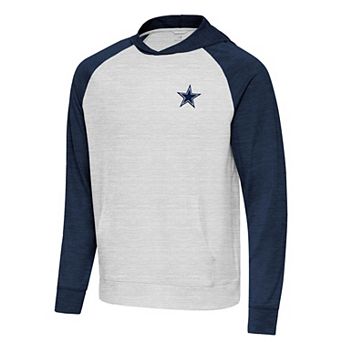 Men's Antigua Heather Gray/Navy Dallas Cowboys Urgent Pullover Hoodie