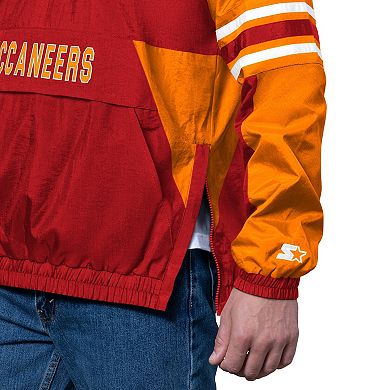 Men's Starter Red Tampa Bay Buccaneers Vintage Logo Prospect Half-Zip Pullover