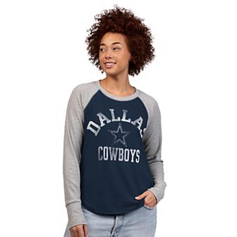 Women's G-III 4Her by Carl Banks Navy/Gray Dallas Cowboys Waffle Knit Raglan Long-Sleeve T-Shirt