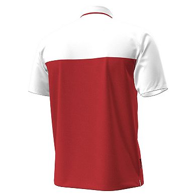 Men's Under Armour Red/White Wisconsin Badgers Green Blocked Polo