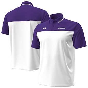 Men's Under Armour White/Purple Northwestern Wildcats Green Blocked Polo
