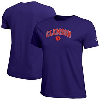 Women's Champion Purple Clemson Tigers Arched Over Logo T-Shirt