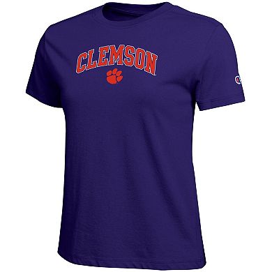 Women's Champion Purple Clemson Tigers Arched Over Logo T-Shirt