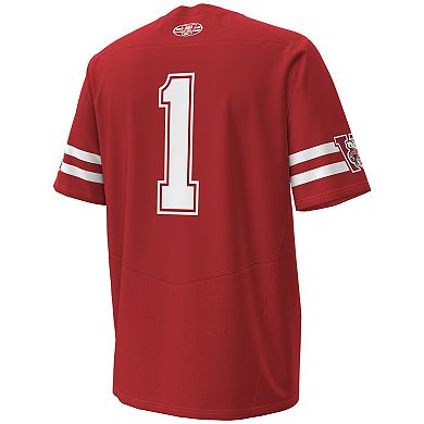 Men's Under Armour #1 Red Wisconsin Badgers 1980 Throwback Home Replica Game Jersey