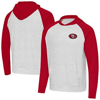 Men's Antigua Scarlet/Gray San Francisco 49ers Urgent Pullover Hoodie