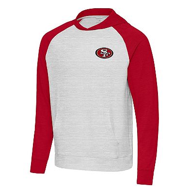 Men's Antigua Scarlet/Gray San Francisco 49ers Urgent Pullover Hoodie
