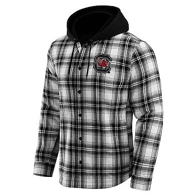 Men's Darius Rucker Collection by Fanatics Black South Carolina Gamecocks Plaid Flannel Quilted Full-Snap Hooded Shacket
