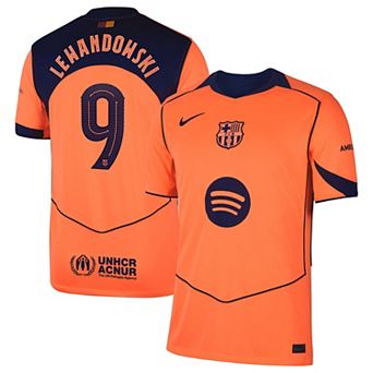 Men's Nike Robert Lewandowski Orange Barcelona 2025/26 Third Replica Player Jersey