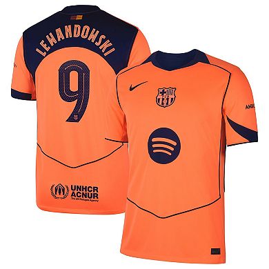 Men's Nike Robert Lewandowski Orange Barcelona 2025/26 Third Replica Player Jersey