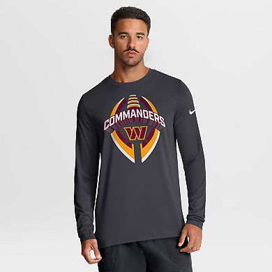 Men's Nike Anthracite Washington Commanders Primetime Legend Icon Performance Long Sleeve T-Shirt