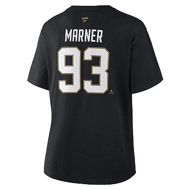 Women's Fanatics Mitch Marner Black Vegas Golden Knights Authentic Stack Name & Number T-Shirt