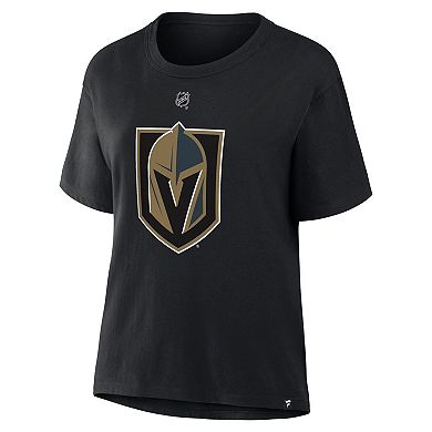 Women's Fanatics Mitch Marner Black Vegas Golden Knights Authentic Stack Name & Number T-Shirt