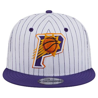 Men's New Era White Phoenix Suns Deceptor Pinstripe 9FIFTY Snapback Hat