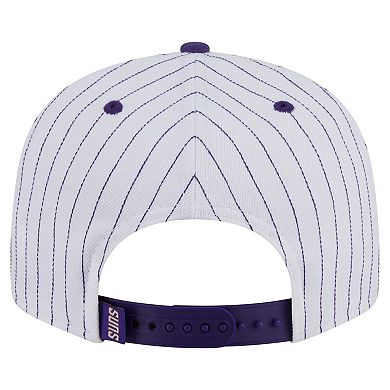 Men's New Era White Phoenix Suns Deceptor Pinstripe 9FIFTY Snapback Hat
