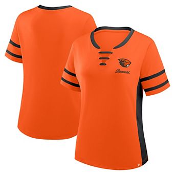 Women's Fanatics Orange/Black Oregon State Beavers Be Fearless Athena Lace-Up T-Shirt