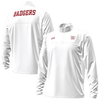 Men's Under Armour White Wisconsin Badgers 1980 Throwback Game Quarter-Zip Sweatshirt