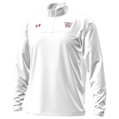 Men's Under Armour White Wisconsin Badgers 1980 Throwback Game Quarter-Zip Sweatshirt