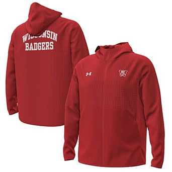 Men's Under Armour Red Wisconsin Badgers 1980 Throwback Unstoppable Fleece Full-Zip Jacket
