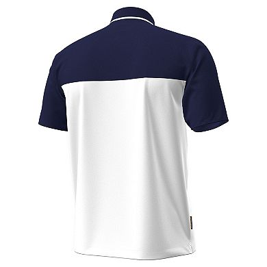 Men's Under Armour White/Navy Notre Dame Fighting Irish Green Blocked Polo