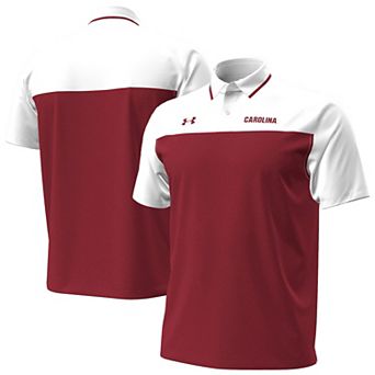 Men's Under Armour Garnet/White South Carolina Gamecocks Green Blocked Polo