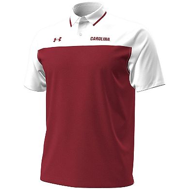 Men's Under Armour Garnet/White South Carolina Gamecocks Green Blocked Polo