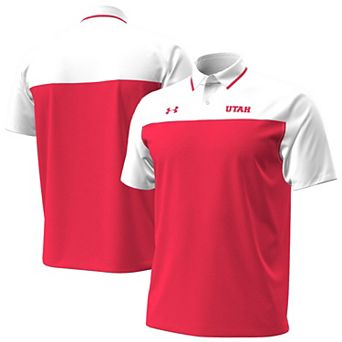 Men's Under Armour Red/White Utah Utes Green Blocked Polo