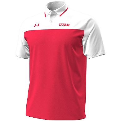 Men's Under Armour Red/White Utah Utes Green Blocked Polo