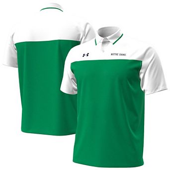 Men's Under Armour Green/White Notre Dame Fighting Irish Green Blocked Polo