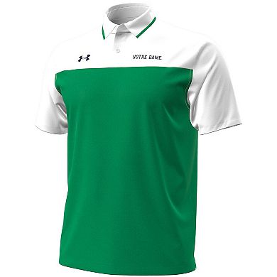 Men's Under Armour Green/White Notre Dame Fighting Irish Green Blocked Polo