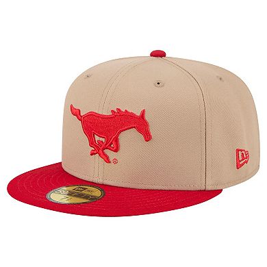 Men's New Era Khaki SMU Mustangs Two-Tone 59FIFTY Fitted Hat
