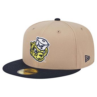 Men's New Era Khaki Michigan Wolverines Throwback Two-Tone 59FIFTY Fitted Hat