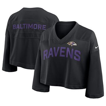 Women's Nike Black Baltimore Ravens Primetime Cropped Mesh Fashion Jersey