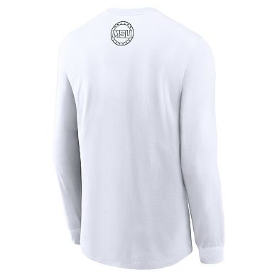 Men's Nike White Michigan State Spartans 2025 Football Fan Raise Your Shield Long Sleeve T-Shirt
