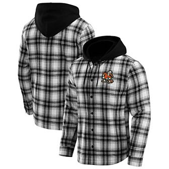Men's Darius Rucker Collection by Fanatics Black Miami Hurricanes Plaid Flannel Quilted Full-Snap Hooded Shacket