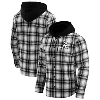 Men's Darius Rucker Collection by Fanatics Black Alabama Crimson Tide Plaid Flannel Quilted Full-Snap Hooded Shacket