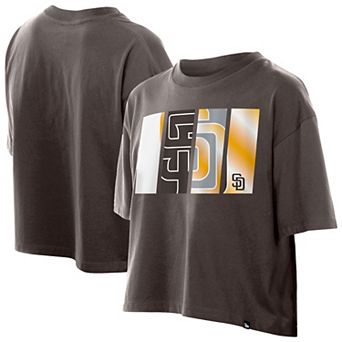 Women's New Era Brown San Diego Padres Boxy Foil Logo T-Shirt