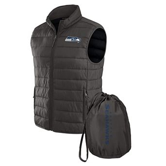 Men's NFL x Darius Rucker Collection by Fanatics Gray Seattle Seahawks Packable Full-Zip Vest with Travel Bag