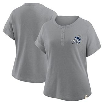 Women's Fanatics Heather Gray Dallas Cowboys Oversized Hometown Premium Henley Shirt