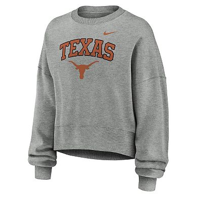 Women's Nike Heather Gray Texas Longhorns Oversized Phoenix Arch Pullover Sweatshirt